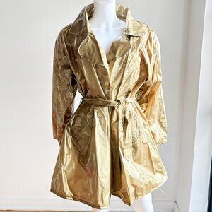 Vintage Wipette Downtown by Ken Sporn Gold Vinyl Belted Rain Coat L